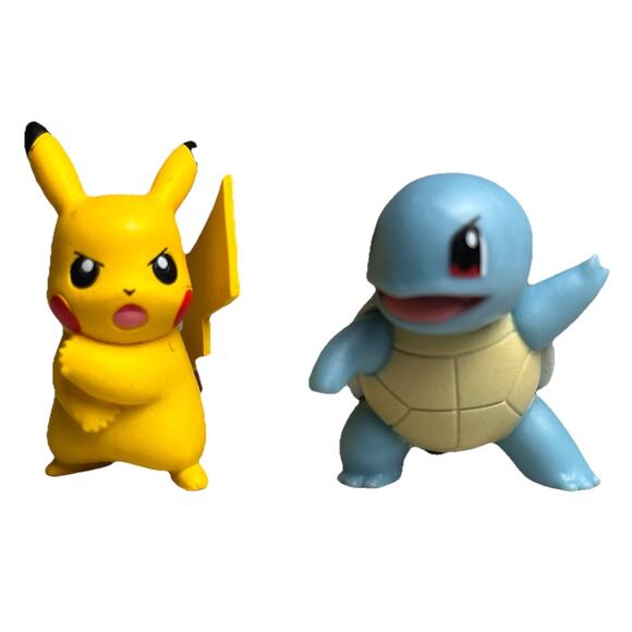 Pokemon Squirtle Pikachu Mini Figure Tomy Nintendo Toy Collectible Anime 1.5" - Picture 1 of 16